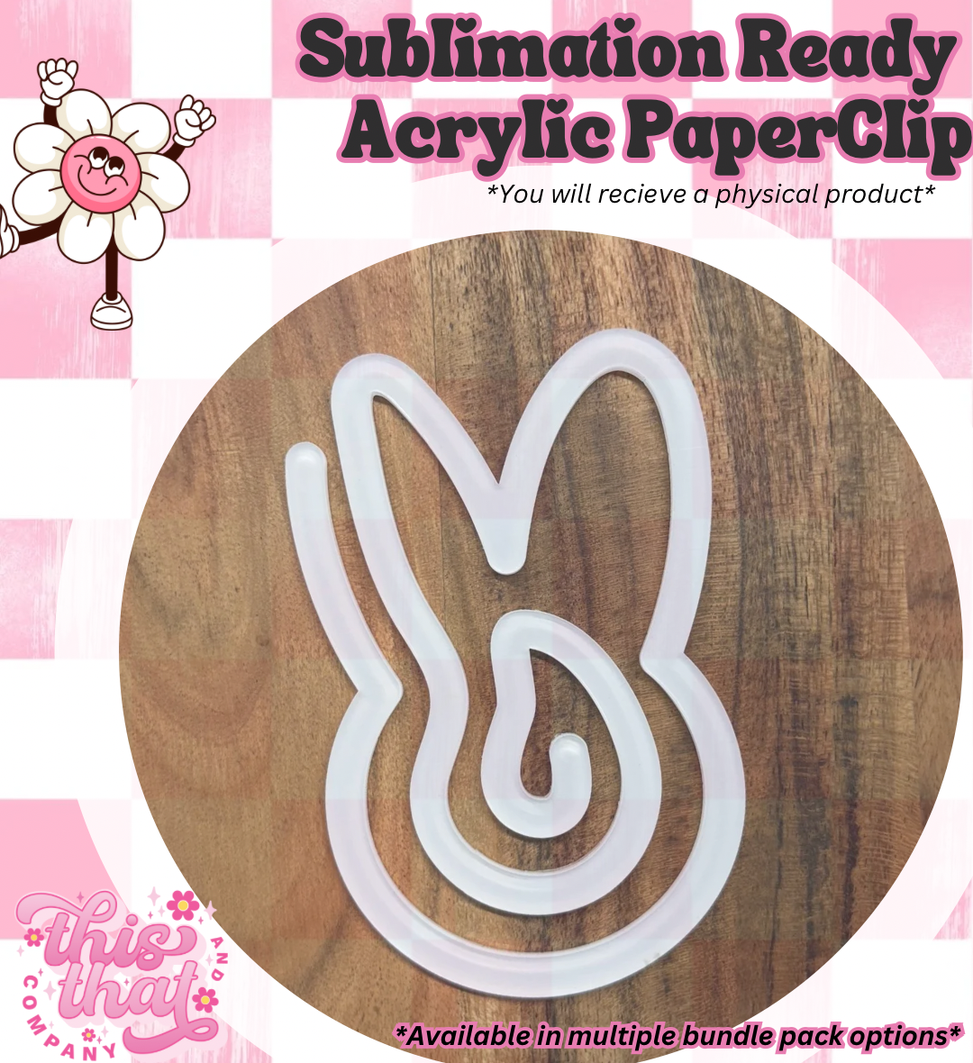 Sublimation Blanks | Sublimation Paper Clip | Acrylic Paper Clip | Bunny