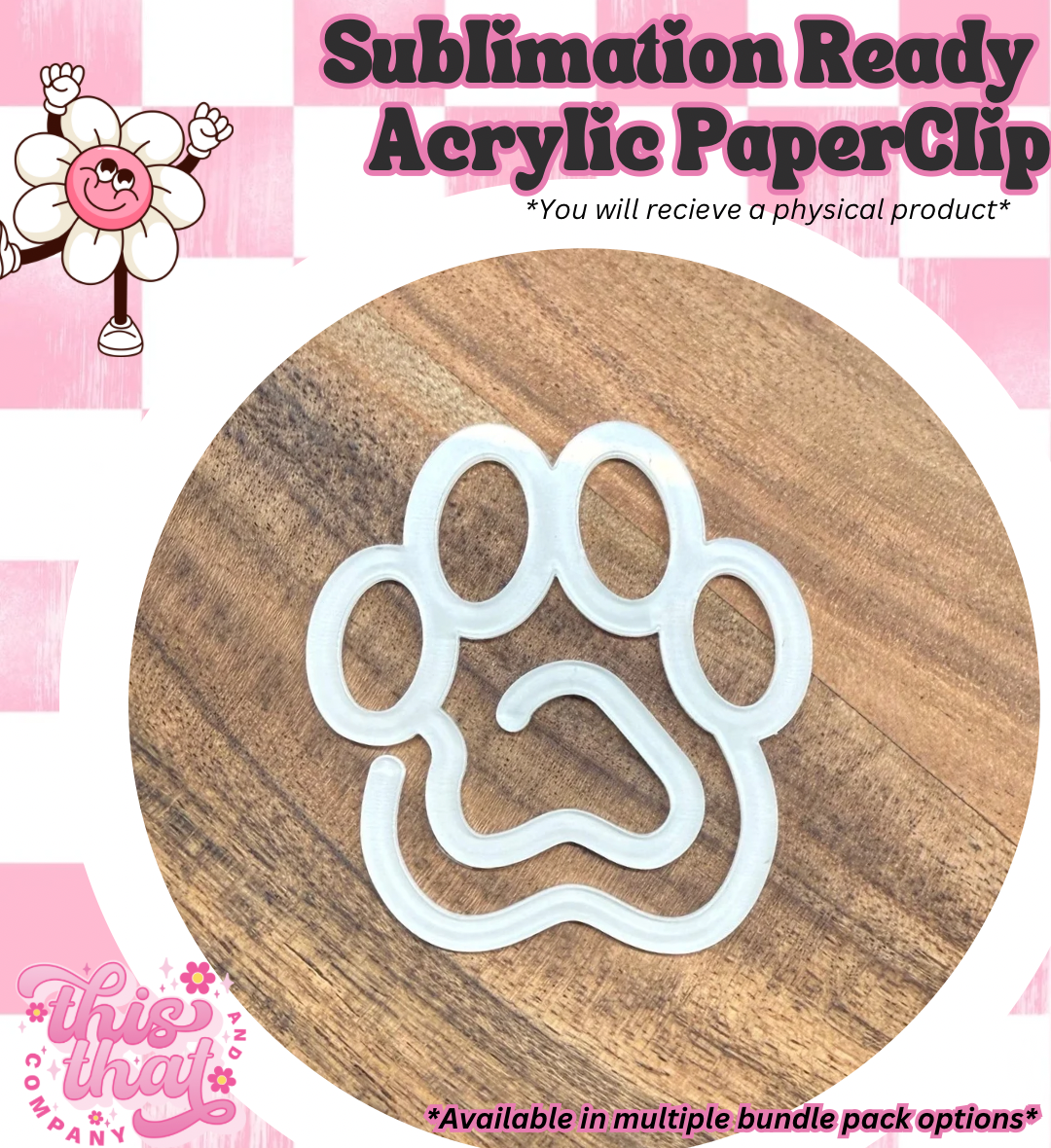 Sublimation Blanks | Sublimation Paper Clip | Acrylic Paper Clip | Paw Print