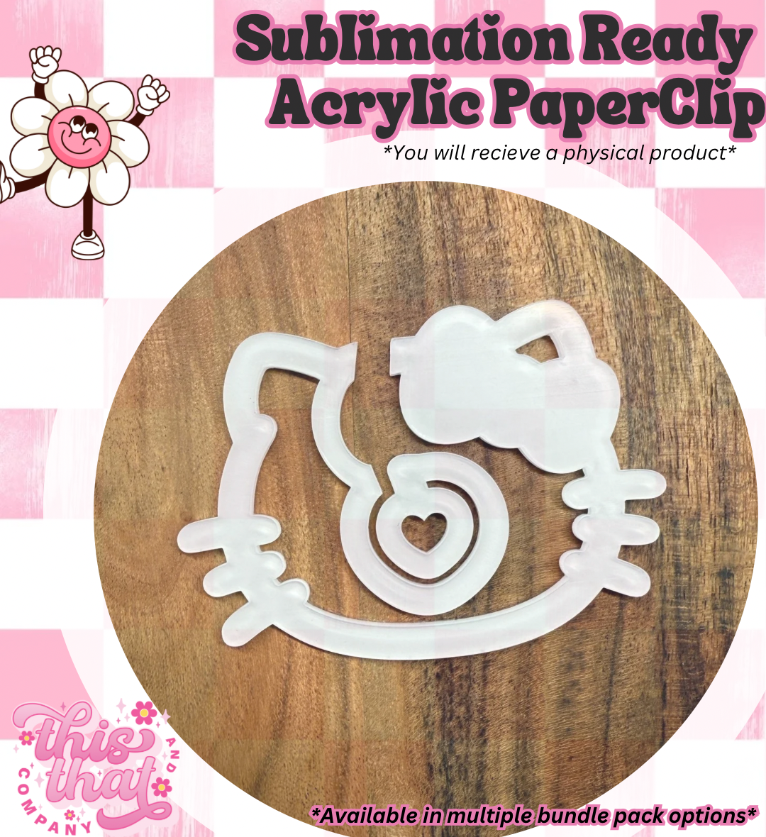 Sublimation Blanks | Sublimation Paper Clip | Acrylic Paper Clip | San Kitty