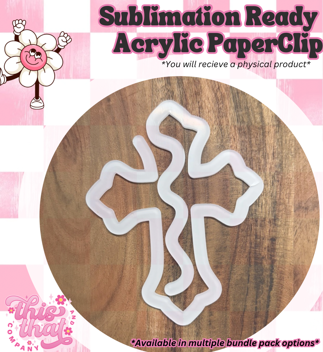Sublimation Blanks | Sublimation Paper Clip | Acrylic Paper Clip | Cross