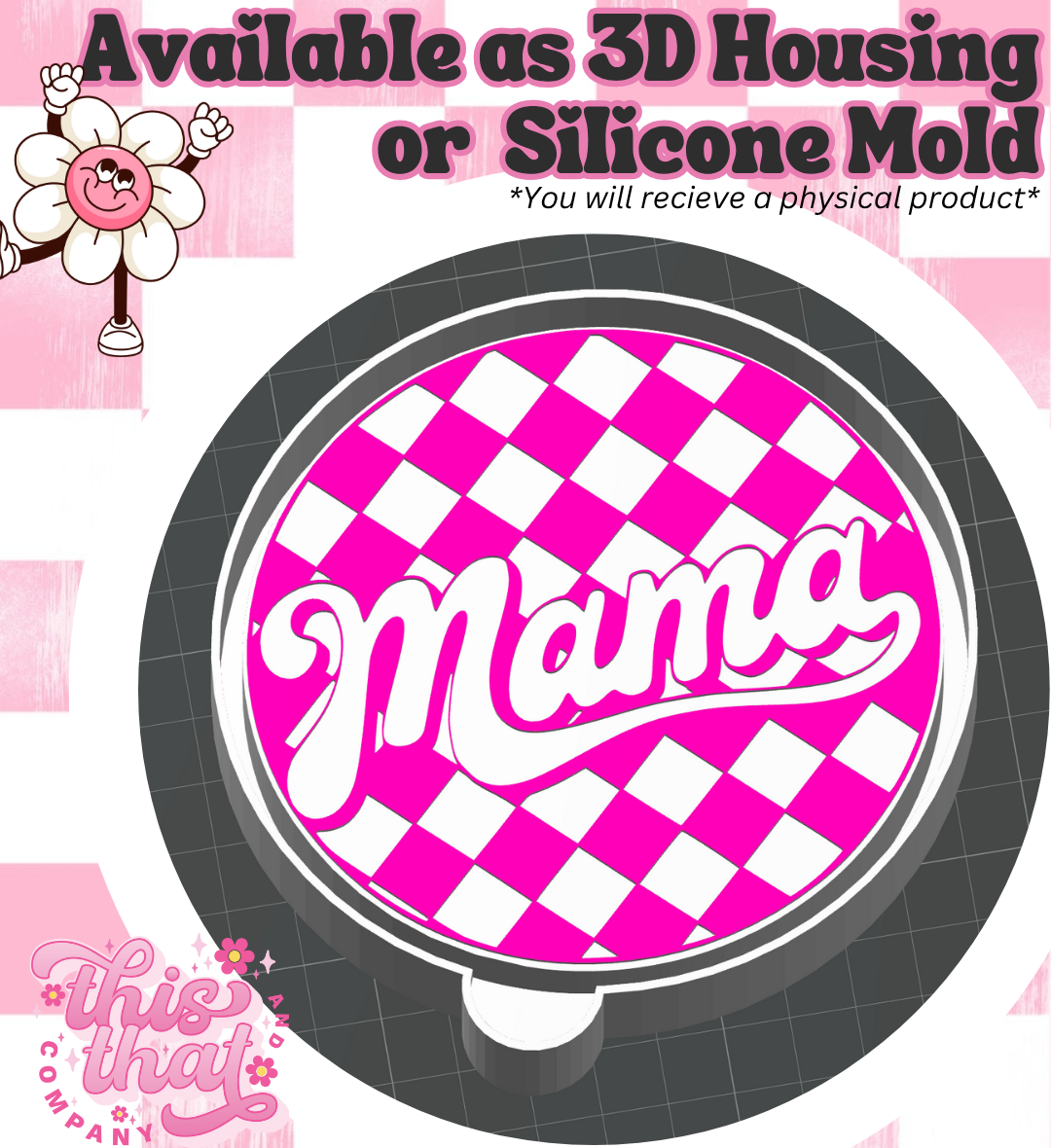 Freshie | Silicone Mold | Checkered "Mama" Circle