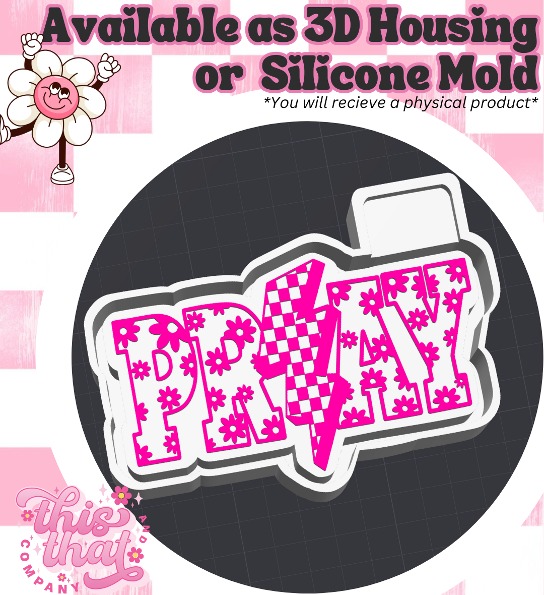Freshie | Silicone Mold | Floral Thunder Bolt 'Pray'