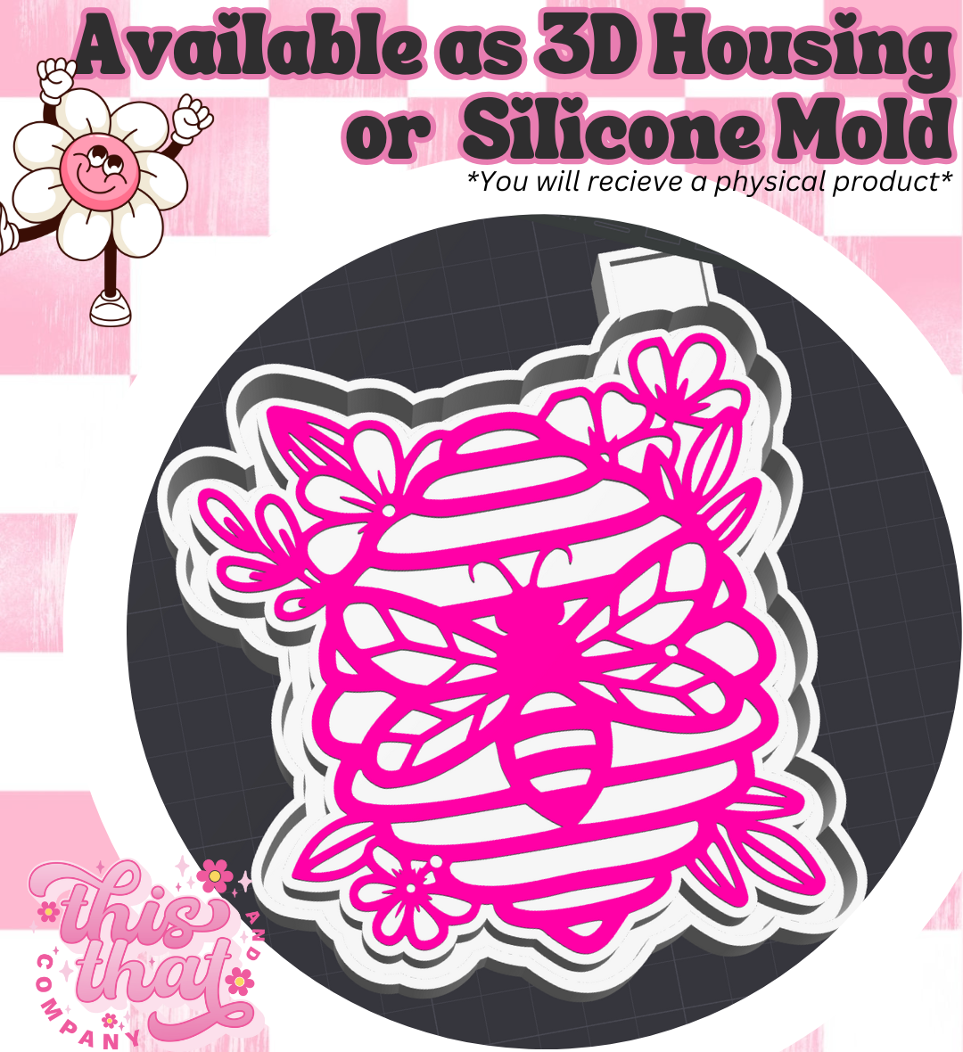 Freshie | Silicone Mold | Floral Beehive & Bee