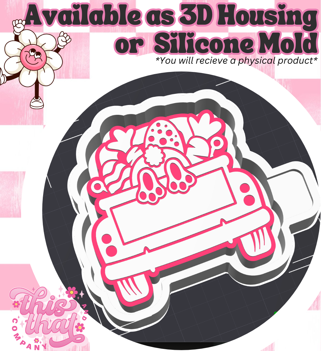 Freshie | Silicone Mold | Easter Truck w/ Bunny