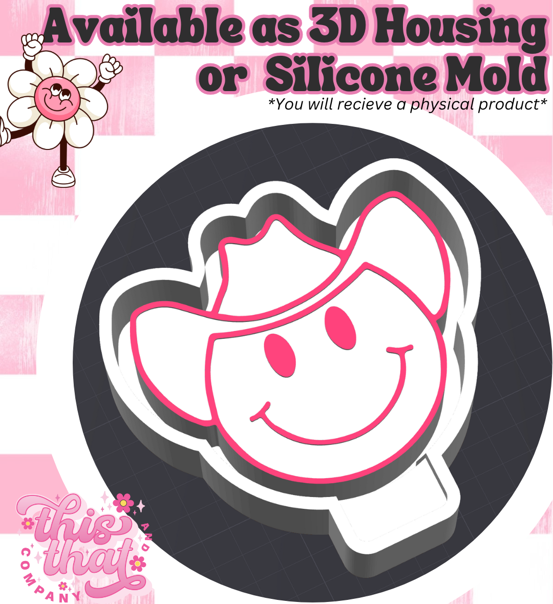 Freshie | Silicone Mold | Cowboy Smiley Face