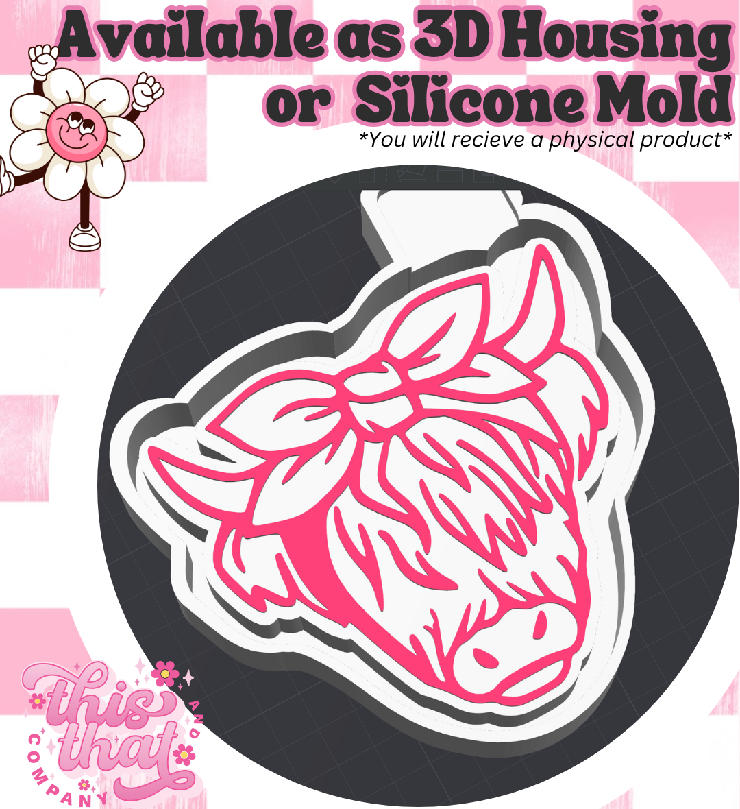Freshie | Silicone Mold | Highland Cow w/ Bow
