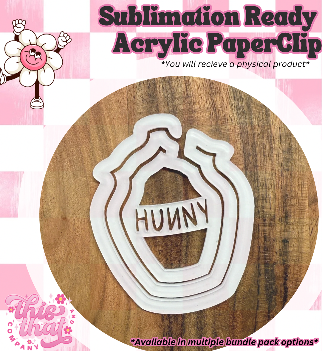 Sublimation Blanks | Sublimation Paper Clip | Acrylic Paper Clip | Honey Pot