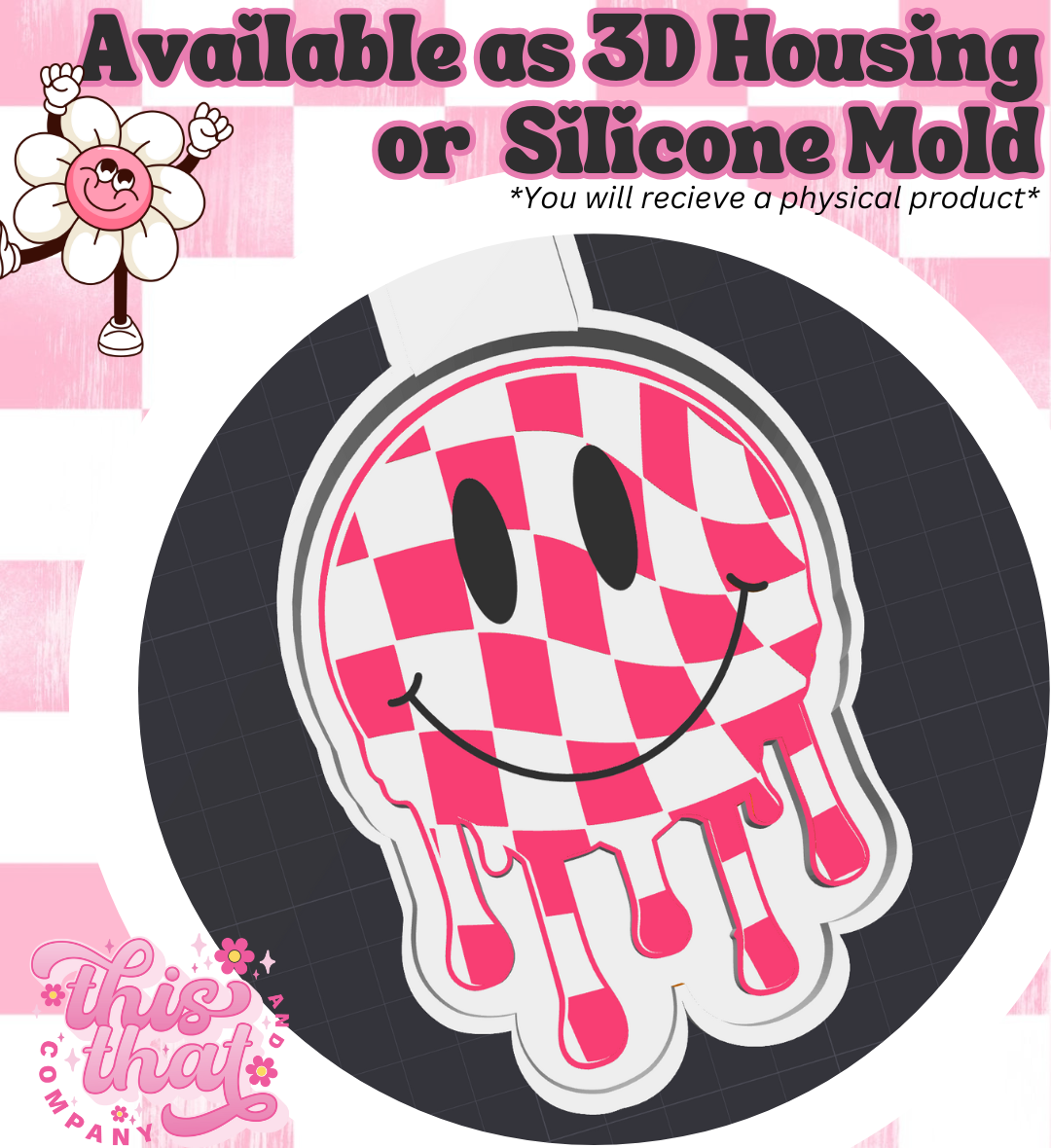 Freshie | Silicone Mold | Checkered Drippy Face