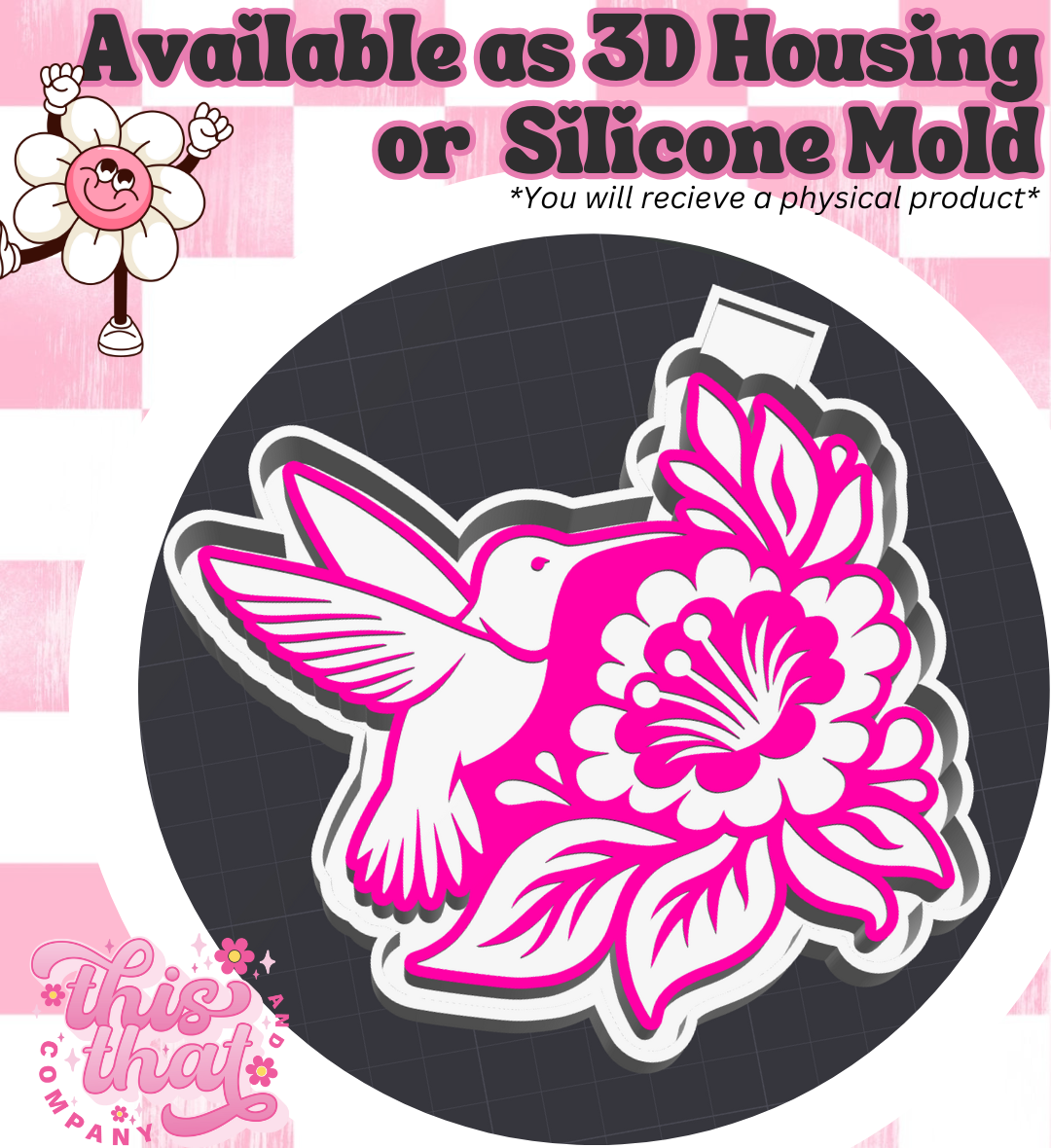 Freshie | Silicone Mold | 3D Printed Housing | Floral Hummingbird