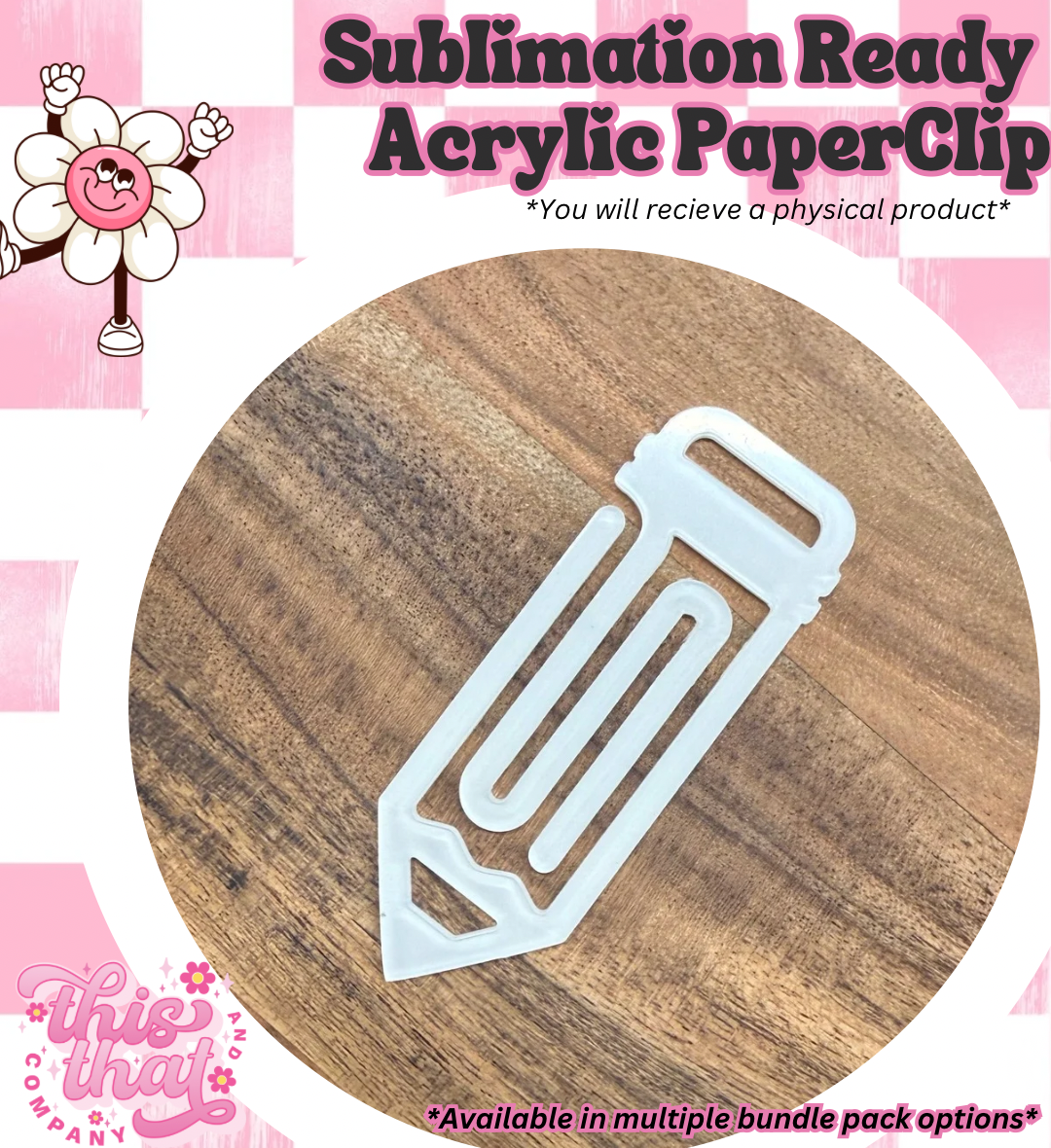 Sublimation Blanks | Sublimation Paper Clip | Acrylic Paper Clip | Pencil