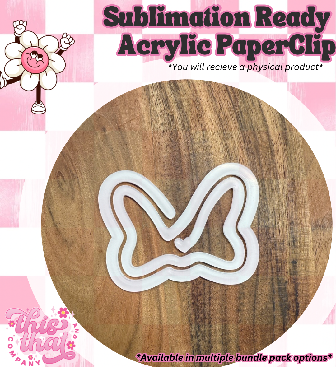 Sublimation Blanks | Sublimation Paper Clip | Acrylic Paper Clip | Mouse Bow