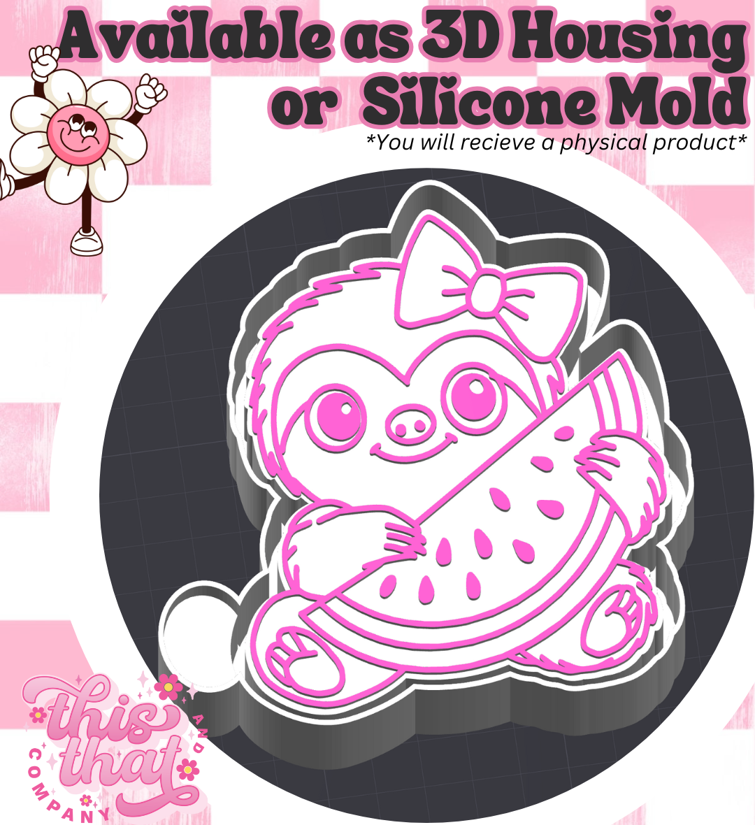 Freshie | Silicone Mold | Sloth with Watermelon