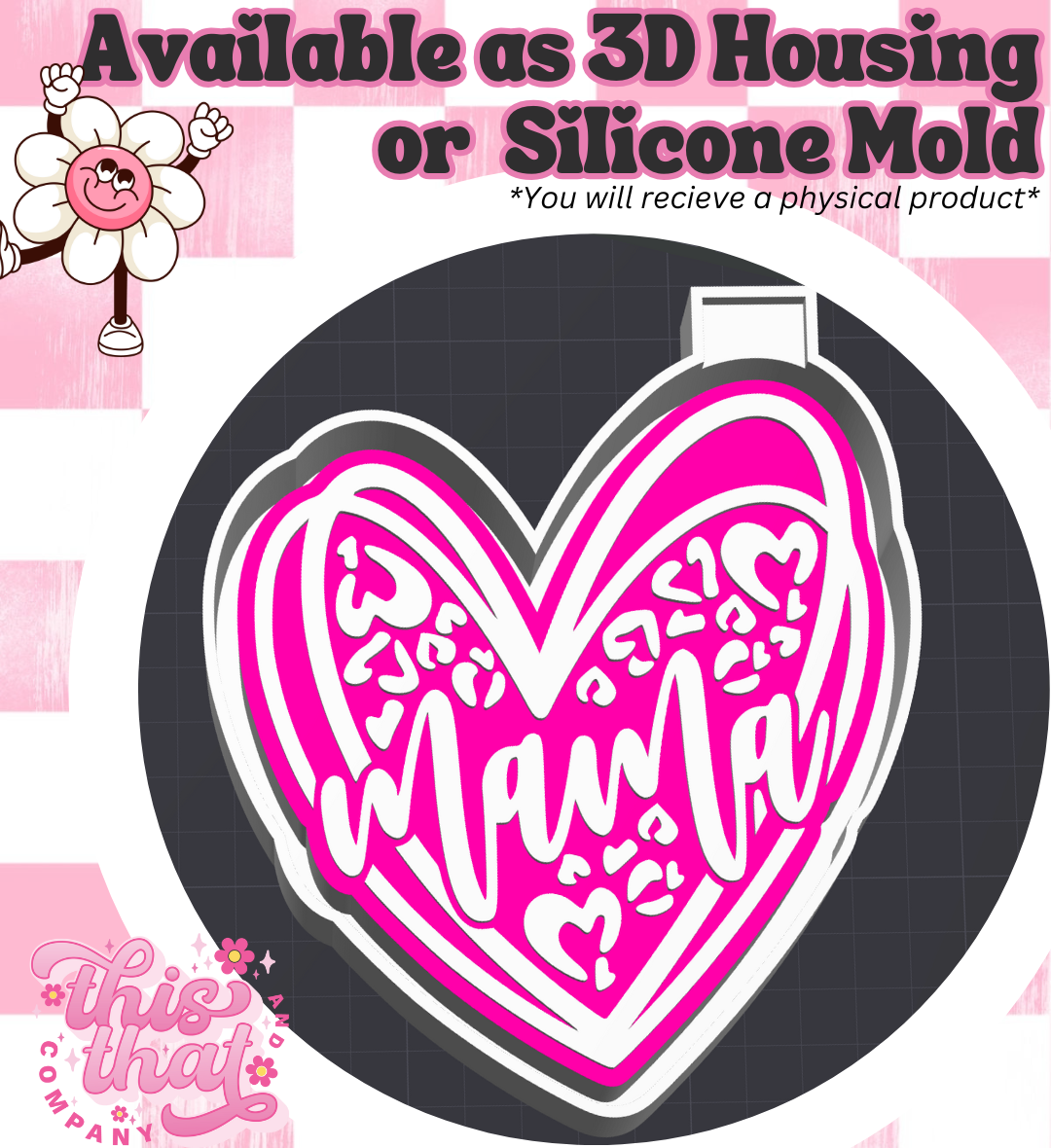 Freshie | Silicone Mold | Leopard Print 'Mama' Heart