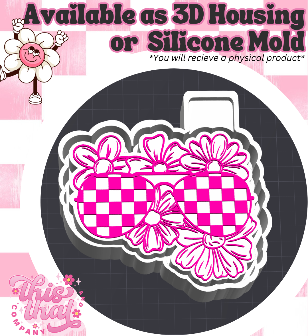Freshie | Silicone Mold | 3D Printed Housing | Checkered Floral Sunglasses