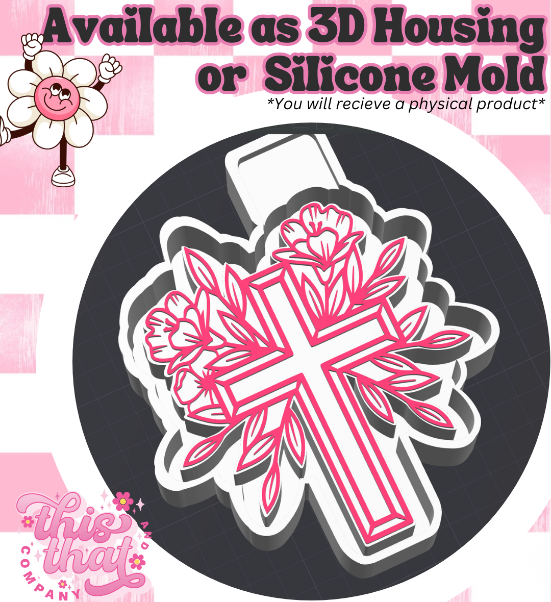 Freshie | Silicone Mold | Floral Cross