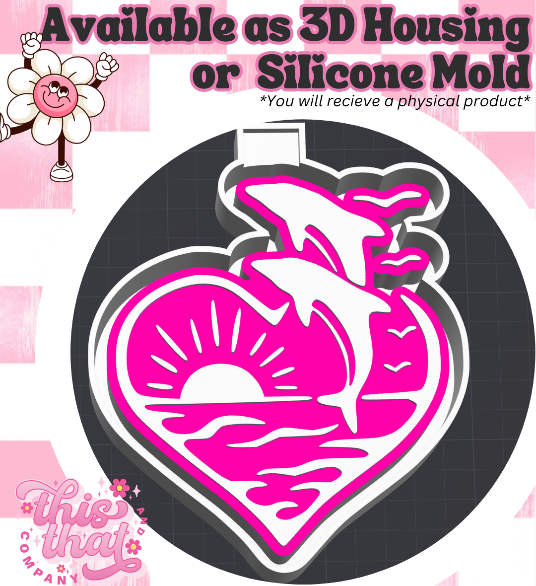 Freshie | Silicone Mold | Dolphin Heart