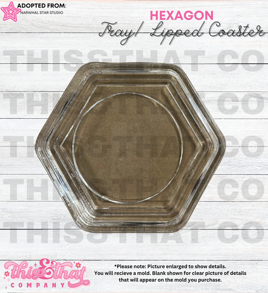 Silicone Mold For Resin |  Hexagon Tray / Lipped Coaster