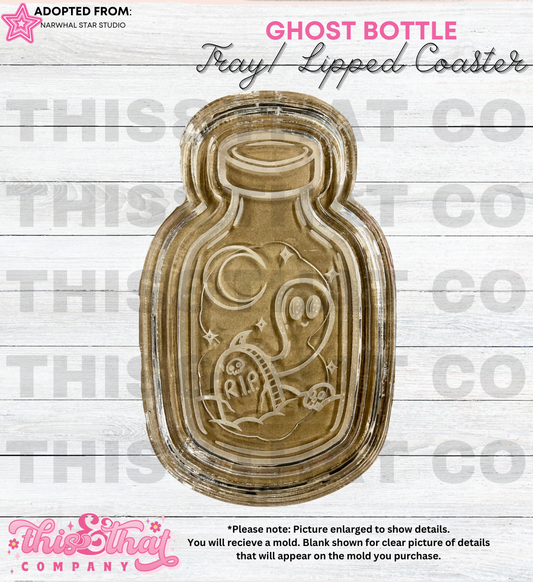 Silicone Mold For Resin |  Ghost Potion Bottle Tray / Lipped Coaster