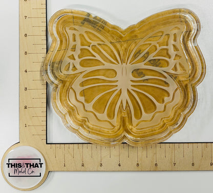 Silicone Mold For Resin |  Etched Butterfly Tray / Lipped Coaster