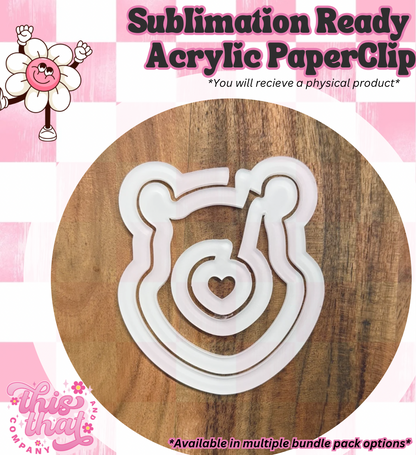 Sublimation Blanks | Sublimation Paper Clip | Acrylic Paper Clip | Yellow Bear
