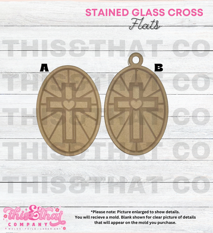 Silicone Mold For Resin | Stained Glass Cross Flat/ Keychain