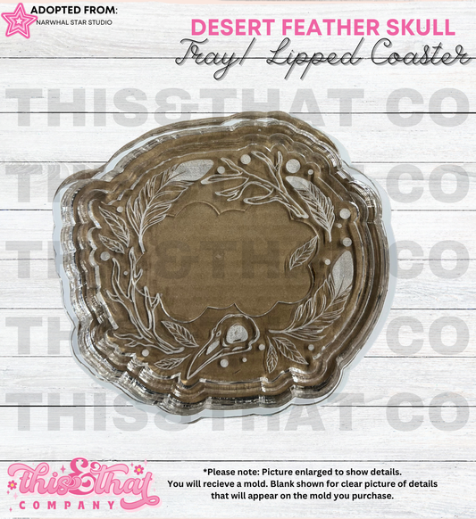 Silicone Mold For Resin |  Desert Feather Tray / Lipped Coaster