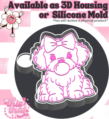 Freshie | Silicone Mold | Bubblegum Dog with Bow