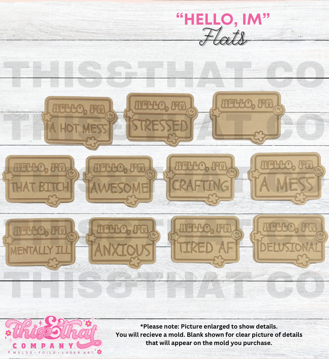Silicone Mold For Resin |  "Hello, Im" Name Badge Flats