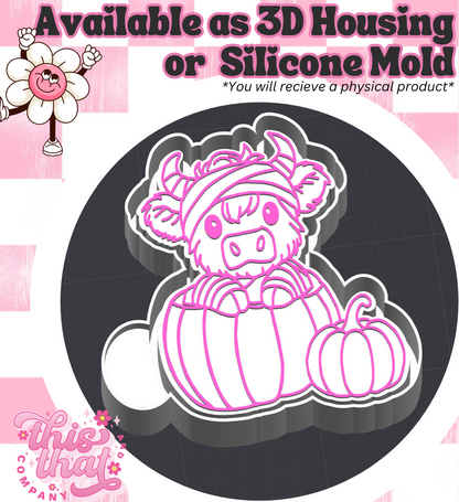 Freshie | Silicone Mold | Mummy Cow in Pumpkin