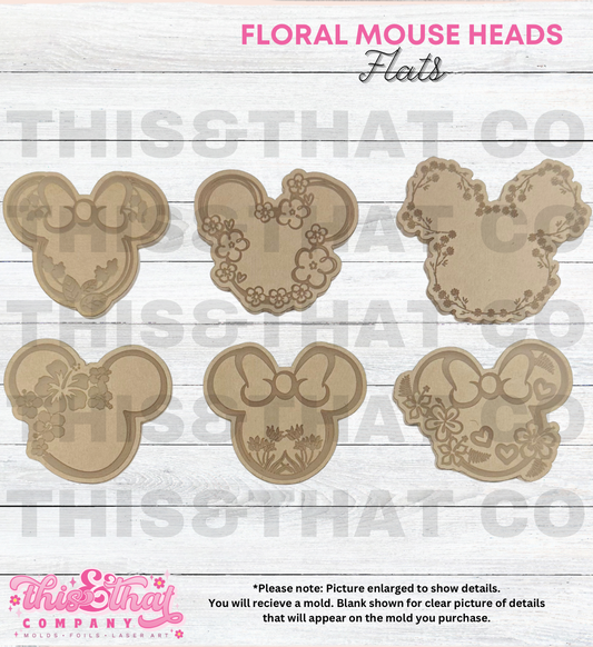 Silicone Mold For Resin |  Floral Mouse Heads (Large)