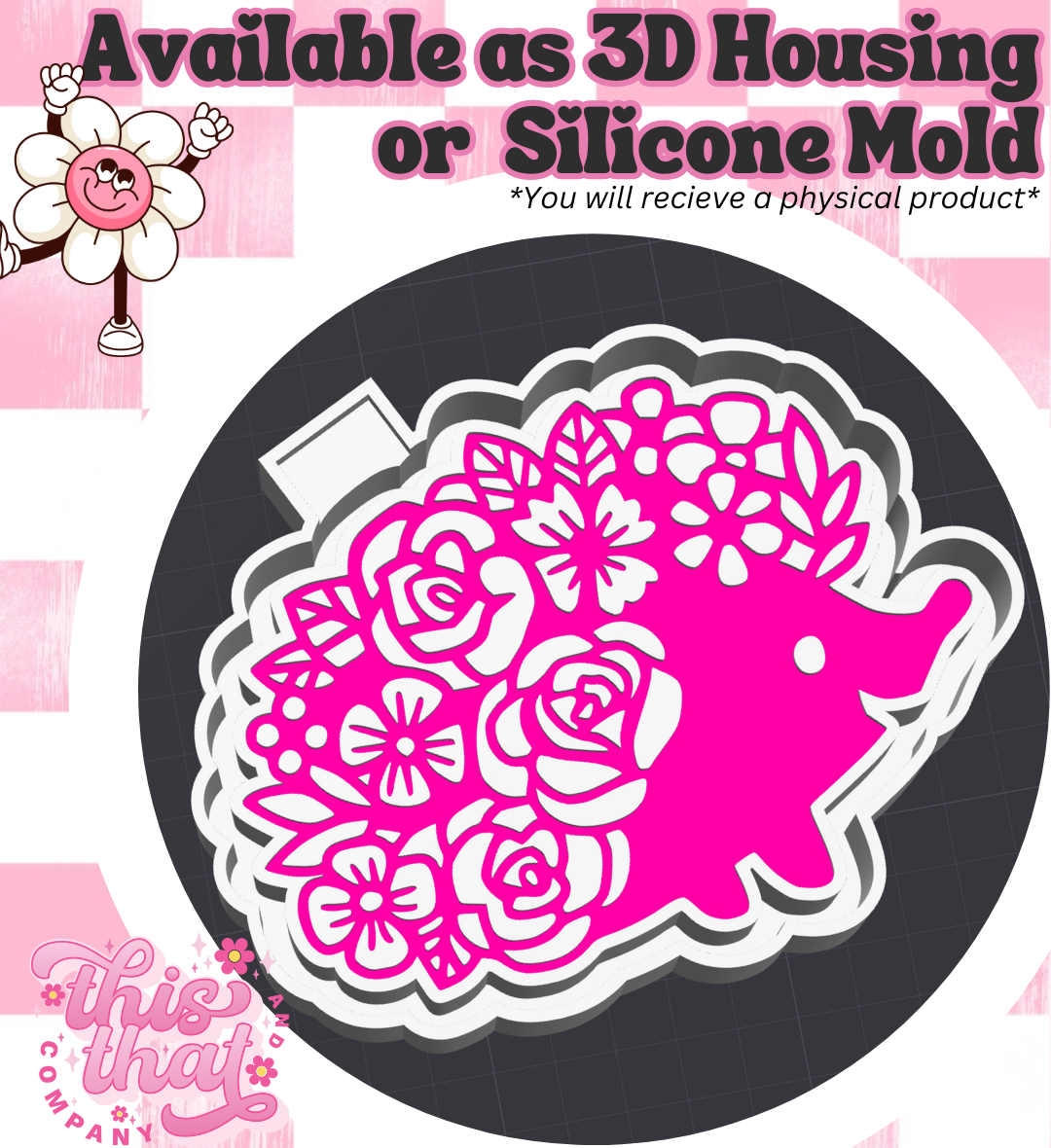 Freshie | Silicone Mold | 3D Printed Housing | Floral Hedgehog