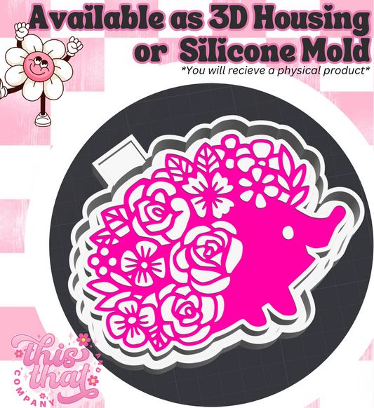 Freshie | Silicone Mold | 3D Printed Housing | Floral Hedgehog