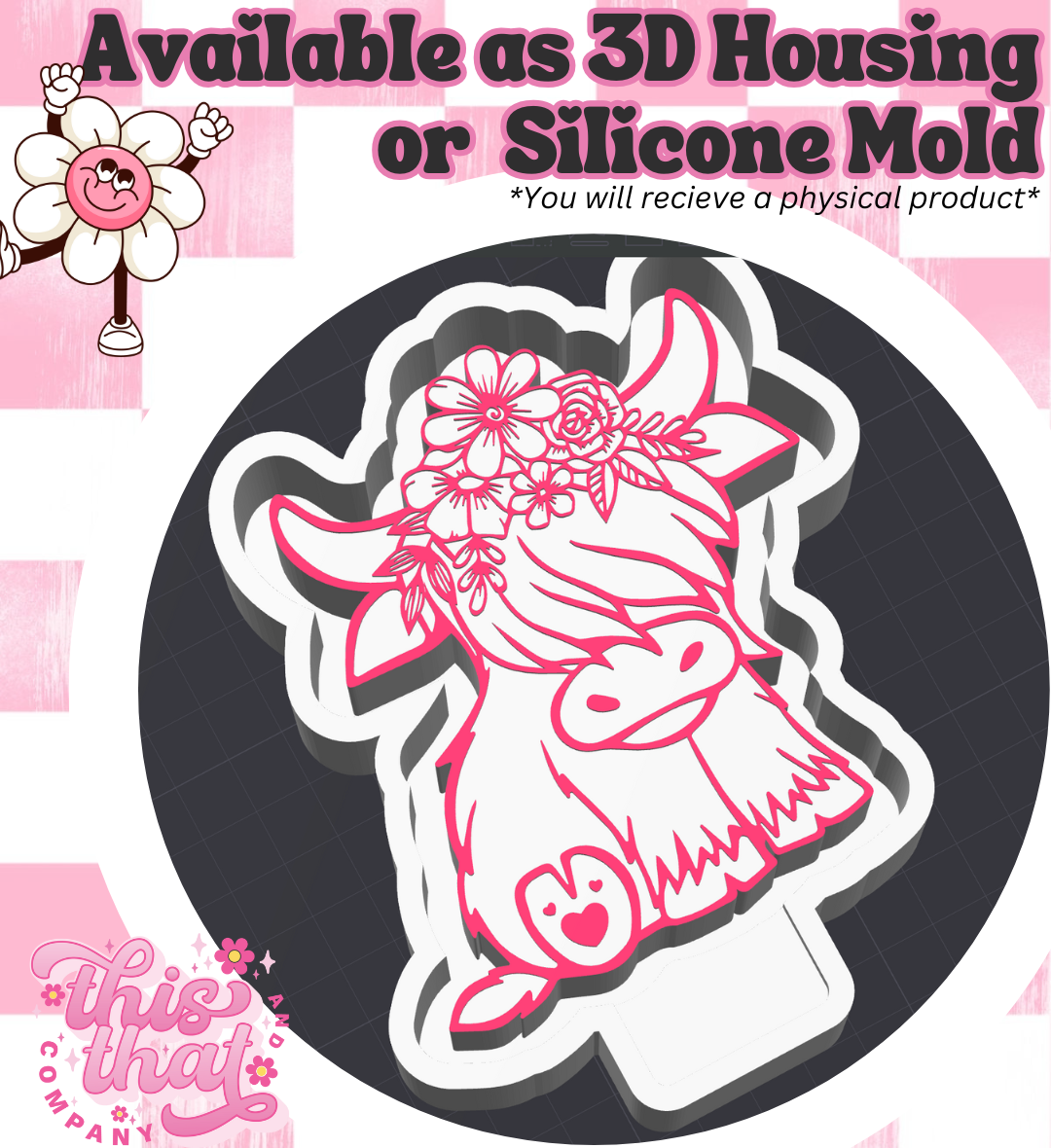 Freshie | Silicone Mold | Floral Highland Cow