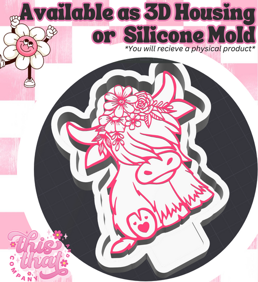 Freshie | Silicone Mold | Floral Highland Cow