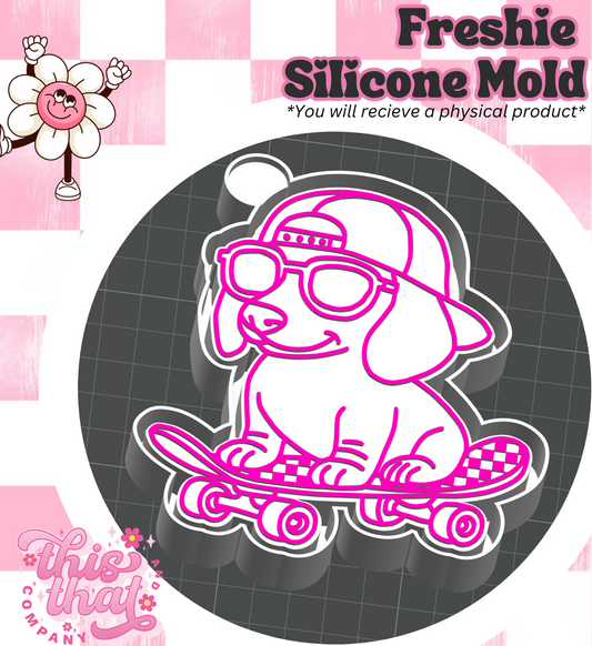 Freshie | Silicone Mold | Skateboard Weiner Dog