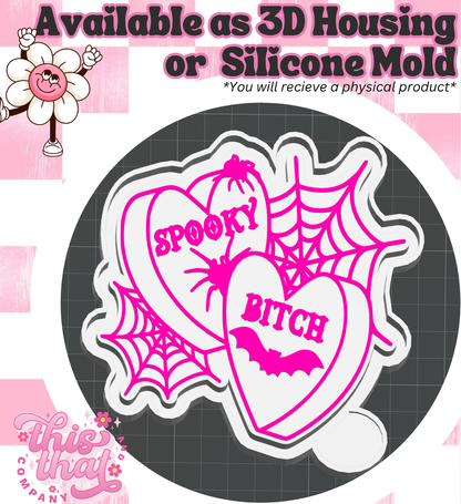 Freshie | Silicone Mold | Spooky Webby Hearts