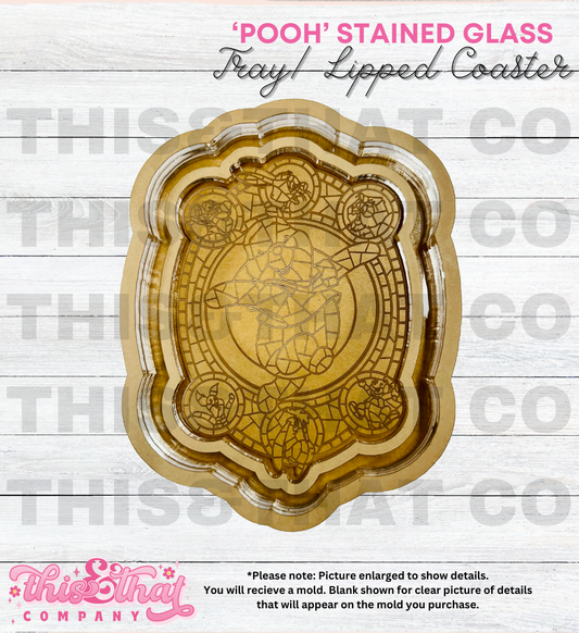 Silicone Mold For Resin |  Bear Stained Glass Tray / Lipped Coaster