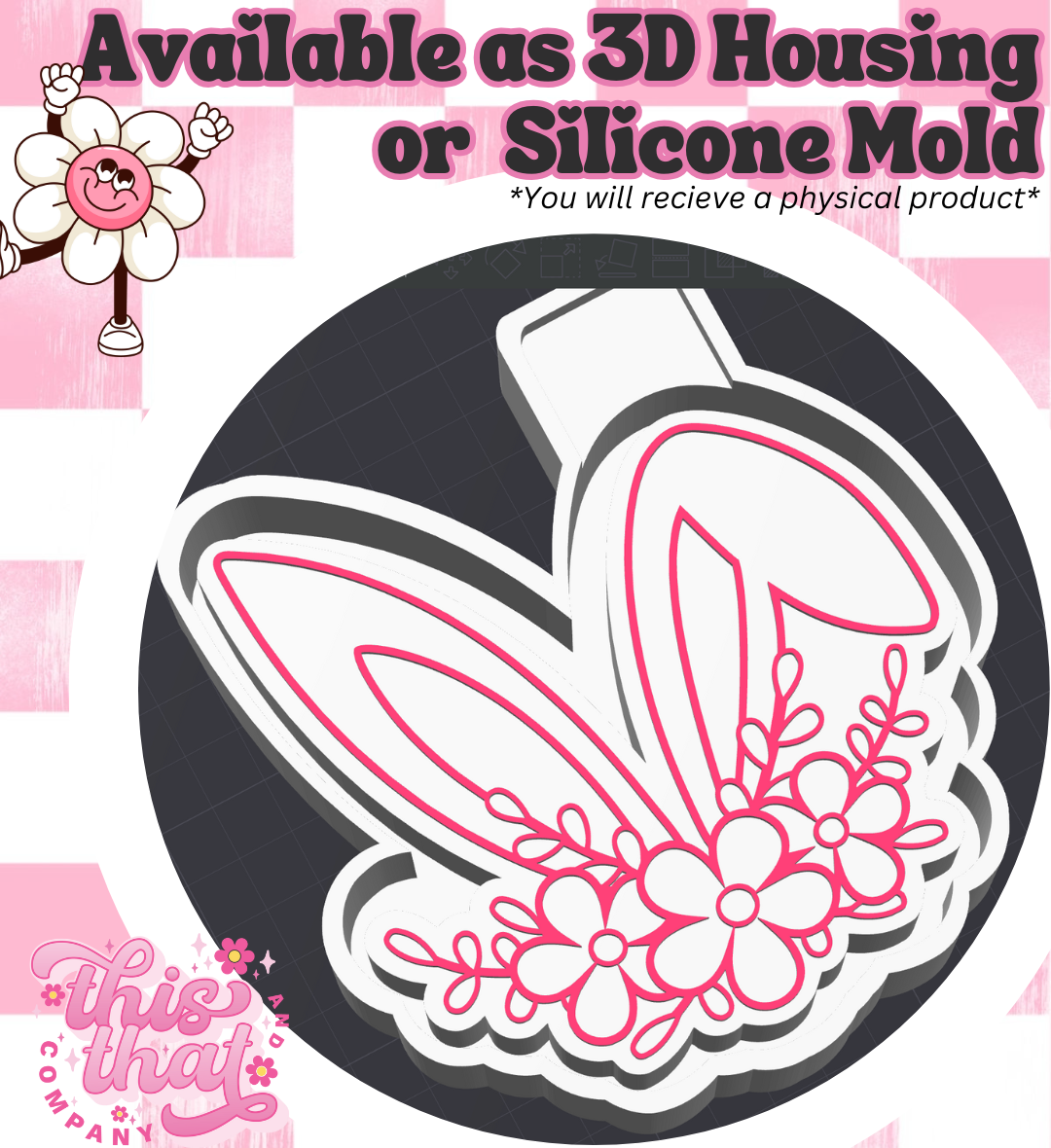Freshie | Silicone Mold | Floral Easter Bunny Ears