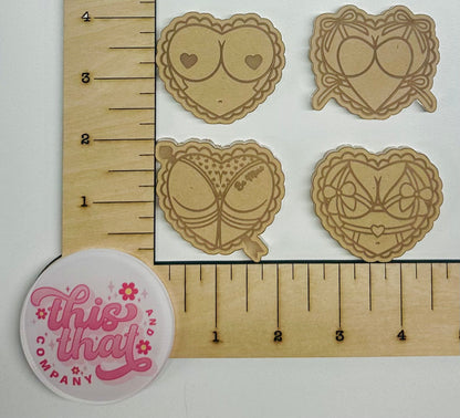 Silicone Mold For Resin |  VDay Heart Shaped Bums & Busts