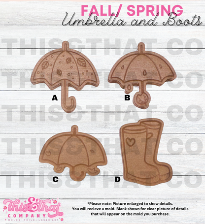 Silicone Mold For Resin | Umbrella and Boots