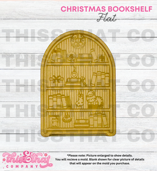 Silicone Mold For Resin |  Christmas Bookshelf Flat