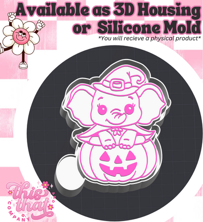 Freshie | Silicone Mold | Witch Elephant in Pumpkin