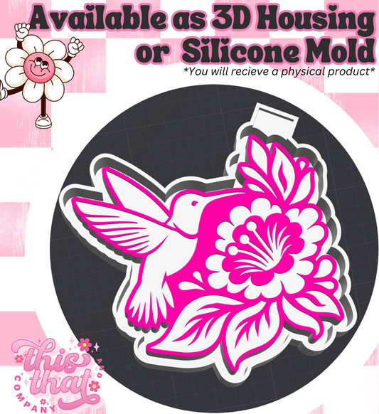 Freshie | Silicone Mold | 3D Printed Housing | Floral Hummingbird