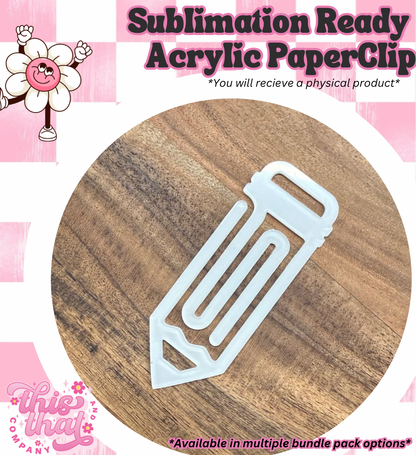 Sublimation Blanks | Sublimation Paper Clip | Acrylic Paper Clip | Pencil