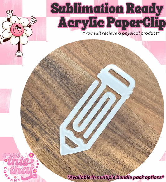 Sublimation Blanks | Sublimation Paper Clip | Acrylic Paper Clip | Pencil
