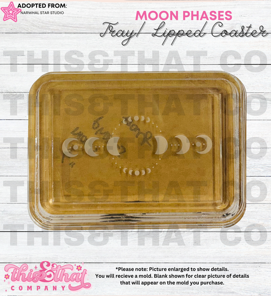 Silicone Mold For Resin |  Moon Phases Tray / Lipped Coaster