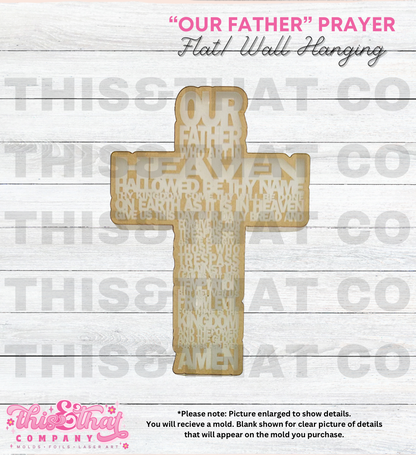 Silicone Mold For Resin | "Our Father" Prayer Cross Flat/ Wall Hanging
