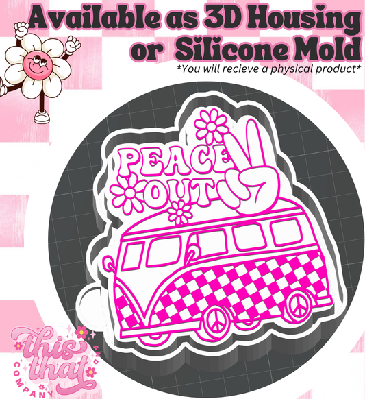 Freshie | Silicone Mold | Groovy "Peace Out" Bus