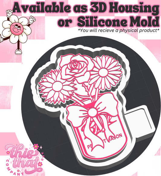 Freshie | Silicone Mold | Floral Mason Jar