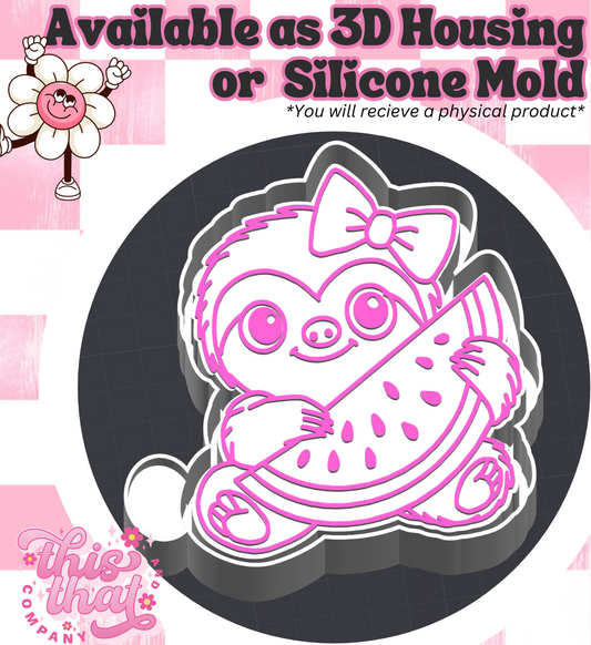 Freshie | Silicone Mold | Sloth with Watermelon